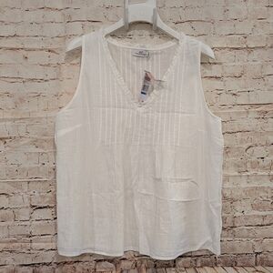 NWT Vineyard Vines Women's White Sleeveless Pintuck Top